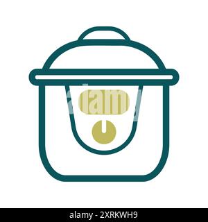 Slow cooking crock pot vector icon. Electric kitchen appliance. Graph symbol for cooking web site design, logo, app, UI Stock Vector
