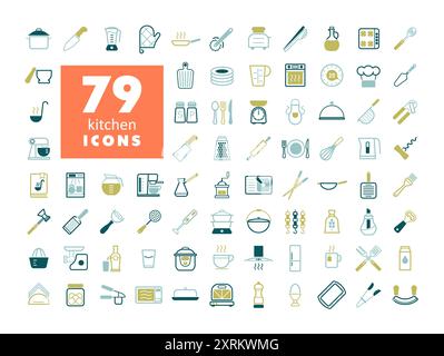Cooking and kitchen vector icons set. Graph symbol for cooking web site design, logo, app, UI Stock Vector
