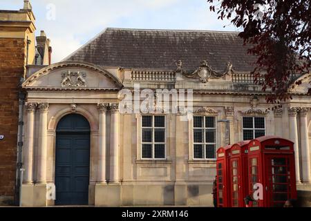 Sessions House, Northampton, UK. Tourist Information Centre, Red Telephone Boxes. Stock Photo Stock Photo