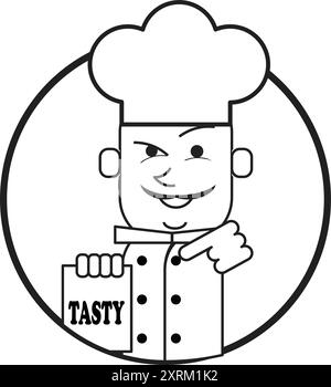 Chef logo outline vector Stock Vector
