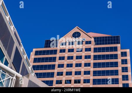 Salt Lake City, UT, US-March 17, 2024: Chase bank sign on building. Stock Photo