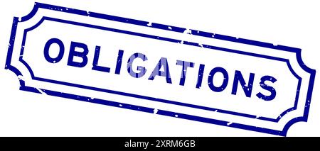 Grunge blue obligations word square rubber stamp on white background Stock Vector