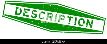 Grunge green description word hexagon rubber seal stamp on white background Stock Vector