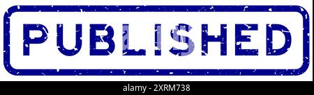 Grunge blue published word square rubber seal stamp on white background Stock Vector