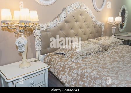 Luxurious bedroom in classic style. Interior Stock Photo