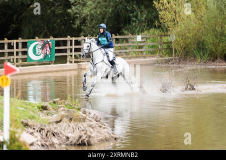 Zara Tindall of Great Britain with Classicals Euro Star during the CCI4*S crosscountry at the NAF Five Star International Hartpury Horse Trials on August 10, 2024, Hartpury, United Kingdom (Photo by Maxime David - MXIMD Pictures) Stock Photo