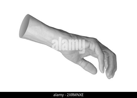 hand reaching stretching to touch something isolated on white background. Stock Photo