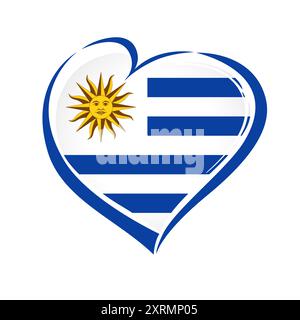 Love Uruguay creative emblem with Uruguayan flag background. Isolated design. Identity concept Stock Vector