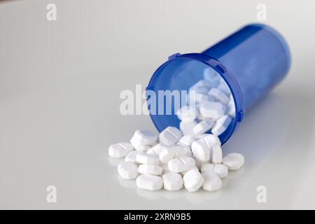 Vancouver, Canada - August 8, 2024: Amlodipine tablets sold under the brand name Norvasc among others, is a calcium channel blocker medication used to Stock Photo