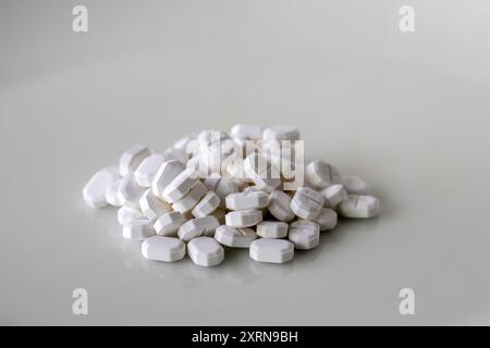 Vancouver, Canada - August 8, 2024: Amlodipine tablets sold under the brand name Norvasc among others, is a calcium channel blocker medication used to Stock Photo