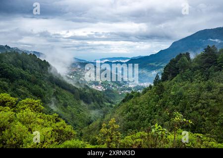 Todos Santos Cuchumatan, a traditional small town nestled in the mountains. Huehuetenango, Guatemala. Stock Photo