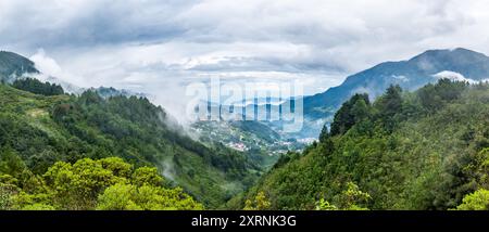 Todos Santos Cuchumatan, a traditional small town nestled in the mountains. Huehuetenango, Guatemala. Stock Photo