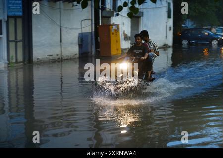 New Delhi, India. 11th Aug, 2024. NEW DELHI, INDIA - AUGUST 11: Water logging at Block A, Friends Colony East, New Friends Colony, on August 11, 2024 in New Delhi, India. (Photo by Arvind Yadav/Hindustan Times/Sipa USA ) Credit: Sipa USA/Alamy Live News Stock Photo