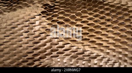 Brown honeycomb shaped packaging paper background texture Stock Photo