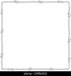 Barbed wire square border frame outline vector Stock Vector