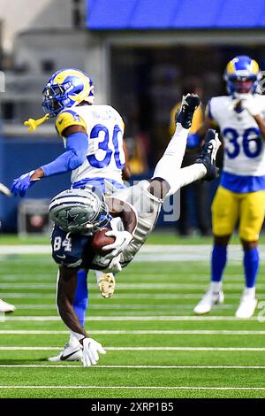 Inglewood, California, USA. August 11, 2024 Inglewood, CA.Dallas Cowboys wide receiver Kelvin Harmon (84) in action during the NFL Preseason football game against the Dallas Cowboys.Mandatory Photo Credit: Louis Lopez/Cal Sport Media Credit: Cal Sport Media/Alamy Live News Stock Photo