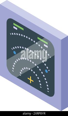 Radar is detecting position of airplane in airport control center Stock Vector