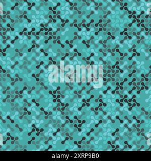 Turquoise greenish-blue color metaball seamless pattern for the background and other digital prints. Stock Vector