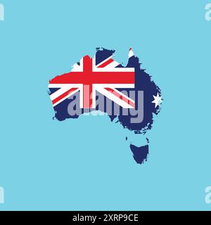 Australia country map with flag vector Stock Vector