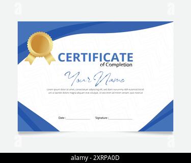 Blue color certificate of template stock vector Stock Vector