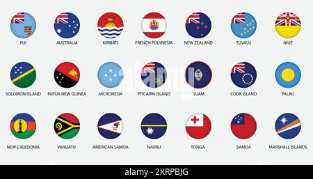 Round Icons of All Australian Country Flags Stock Vector