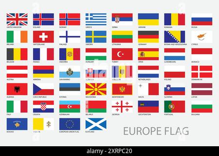 Flags of the European Union. Vector illustration. Set of flags. Stock Vector