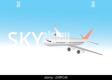 Vector Flight Airplane in the Sky Stock Vector