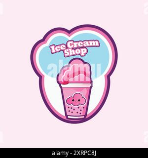 logo ice cream design, vector graphic art illustration Stock Vector
