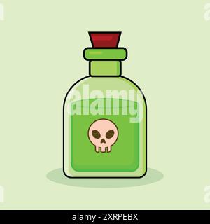 Green Poison bottle illustration of chemical in a container laboratory bottle Stock Vector