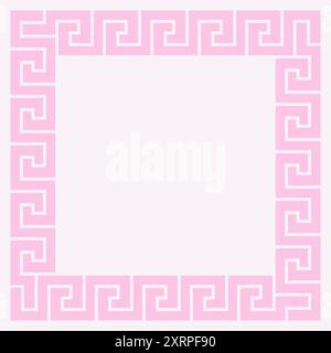 Pink Greek Key Square Frame Border Stock Vector