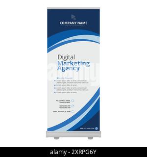Blue rollup banner vector template Stock Vector