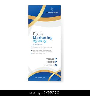 Blue background modern rollup banner template Stock Vector