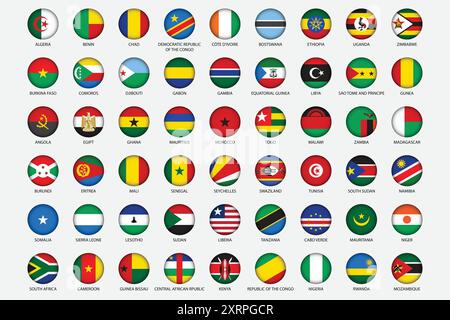 Round Icons of All Africa Country Flags Stock Vector