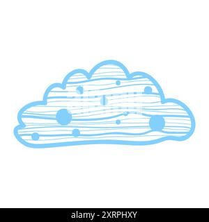 Hand Drawn Cloud With Horizontal Waves And Circles Stock Vector