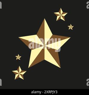 Five Luxury Stars in a circle premium vector, Gold, top value of Vector Sign Illustration in black background design Stock Vector