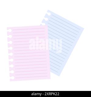 Pink Blue Spiral Notebook Lined Pages Icon Stock Vector