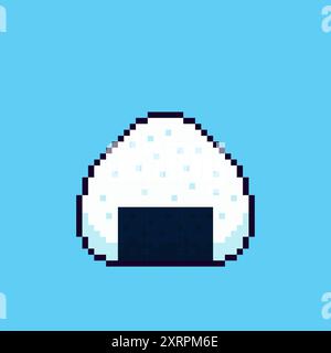 Vector Illustration of onigiri with Pixel Art Design, perfect for game assets themed designs Stock Vector