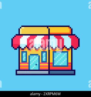 Vector Illustration of store building with Pixel Art Design, perfect for game assets themed designs Stock Vector