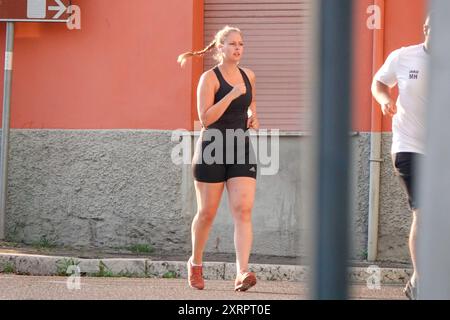 Via del Garda, Salionze. 12th August 2024. Heatwave conditions in Northern Italy at the same time as the current heatwave in the UK. Temperatures in Northern Italy had already reached 28C by 8am in the village of Salzione near Lake Garda. Credit: james jagger/Alamy Live News Stock Photo