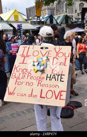 Anti-racist demo Norwich 10 August 2024 UK Stock Photo