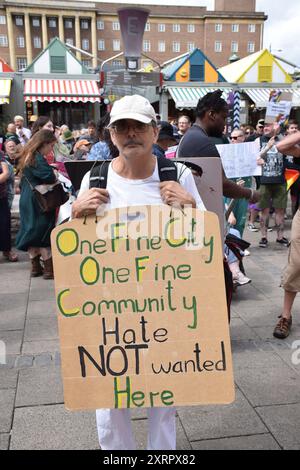 Anti-racist demo Norwich 10 August 2024 UK Stock Photo