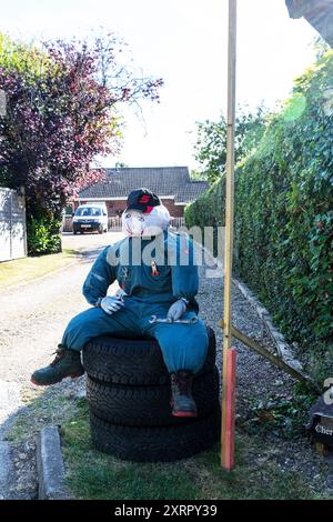 Legbourne scarecrows, Legbourne, Lincolnshire, UK, England, scarecrows, scarecrow, scarecrow trail, Legbourne scarecrow trail, village, UK village, Stock Photo