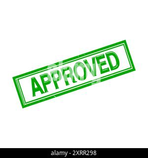 Green stamp showing the word approved, for marking documents or products. Stock Vector