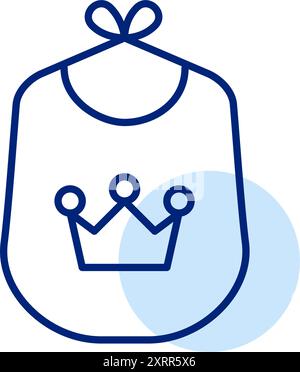 Baby bib with crown on it. Feeding infants with love and care. Pixel perfect, editable stroke vector icon Stock Vector
