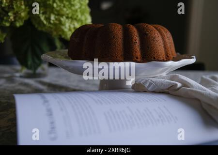 Baking Chocolate Chip Bundt Cake Stock Photo