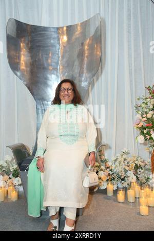 NEW DELHI, INDIA - JULY 28: (EDITOR'S NOTE: This is an exclusive image of Hindustan Times/Sipa USA) Philanthropist Kiran Nadar during the HT City Legends 2024 awards hosted by HT City marking its 25th birthday, at the Taj Palace, Chanakyapuri on July 28, 2024 in New Delhi, India. This sit-down soiree was a tribute to luminaries from diverse fields who have left an indelible mark on their professions. (Photo by Manoj Verma/Hindustan Times/Sipa USA ) Stock Photo