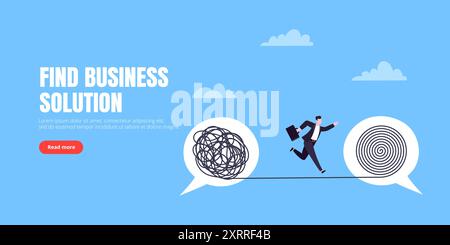 Understanding problem solution simplify challenge. Unravel business chaos process Stock Vector