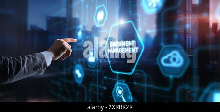 DMS Document Management System in addition to digitization and process automation to efficiently manage files Stock Photo