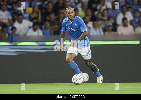 Napoli's Italian defender Pasquale Mazzocchi during the the Coppa Italia football match between SSC Napoli vs Modena at the Diego Armando Maradona Stadium in Naples, southern Italy, on August 10, 2024 Stock Photo