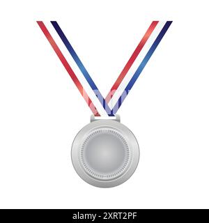 silver medal with ribbon vector Stock Vector